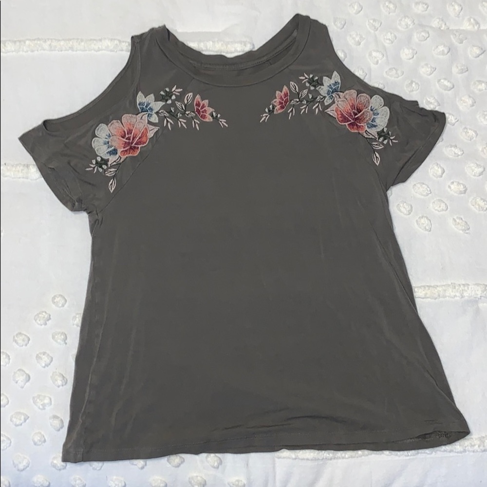 Army Green Embroidered Tee